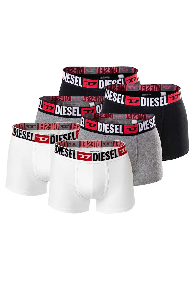 Diesel Set de boxeri din amestec de bumbac cu banda logo in talie - 6 perechi - Alb/Negru/Gri