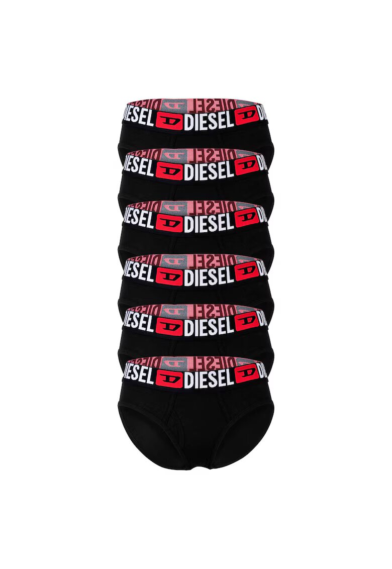 Diesel Set de chiloti cu banda logo in talie - 6 piese - Negru