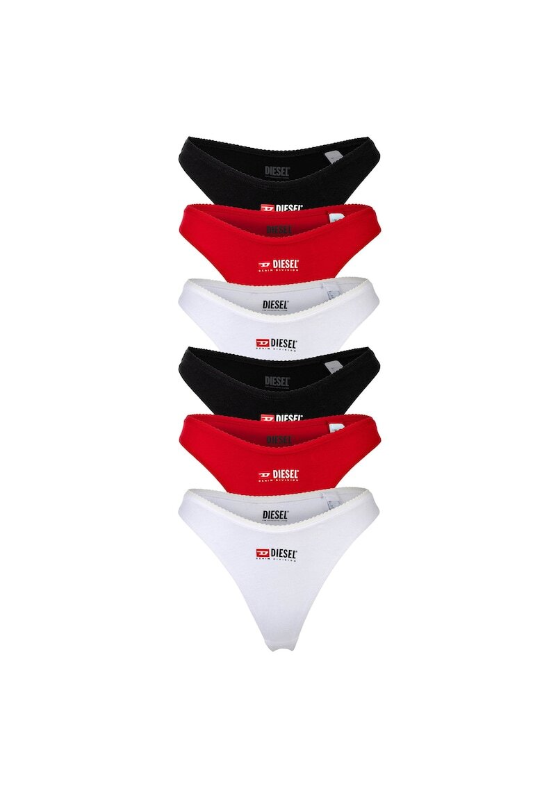 Diesel Set de chiloti tanga Punchy D-Core - 6 perechi - Rosu/Alb/Negru