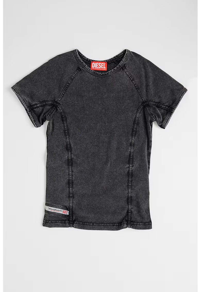 Diesel Tricou cu aspect de denim Lynne - Gri antracit