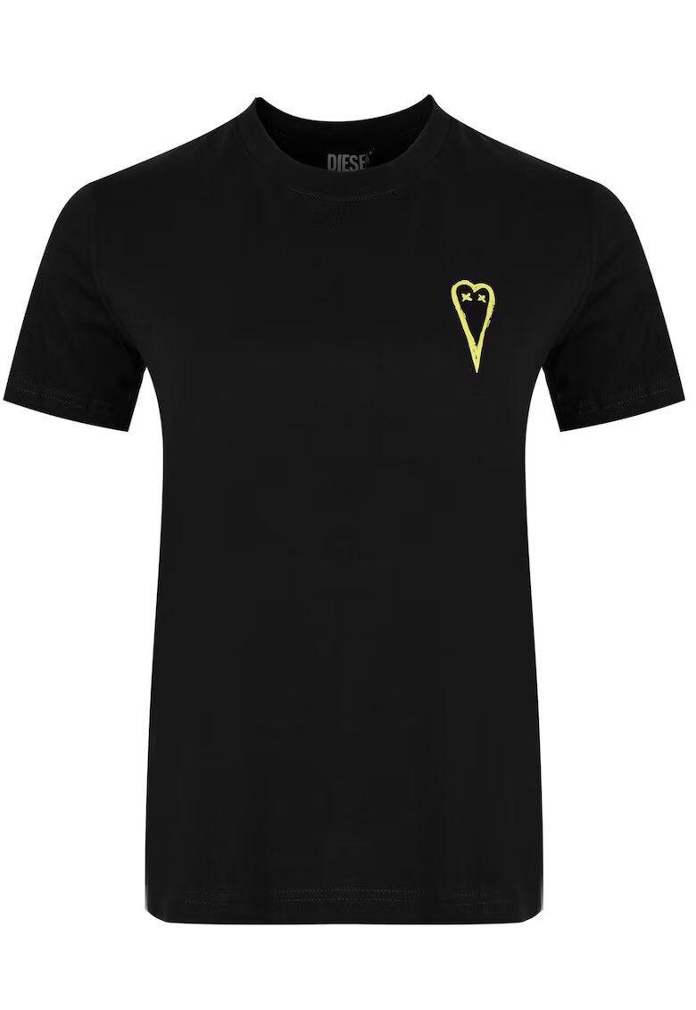 Diesel Tricou Dama - A18993-Rhera-9Xx - Negru - 100% Bumbac - Croi Simplu - Decolteu Rotund - Confortabile - de inalta calitate - Negru