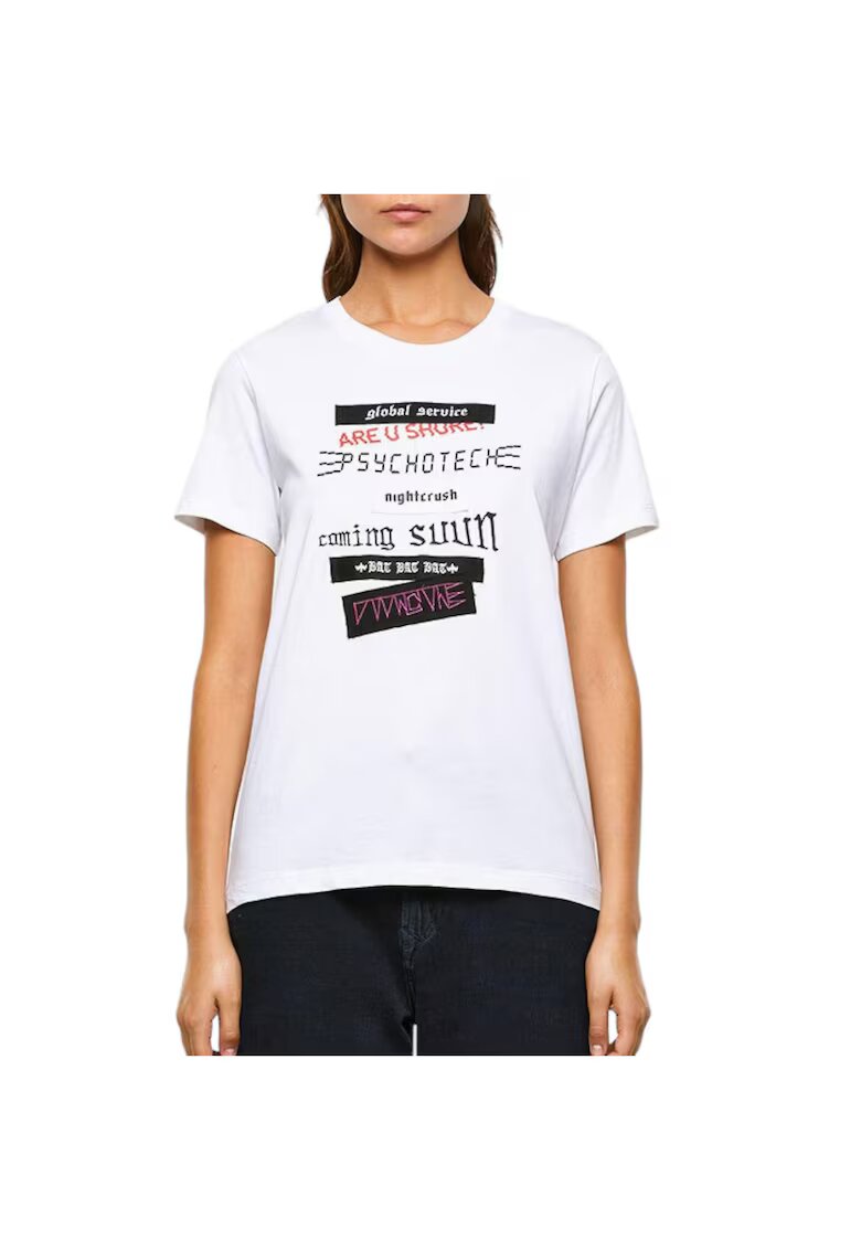 Diesel Tricou dama cu imprimeu - bumbac - alb
