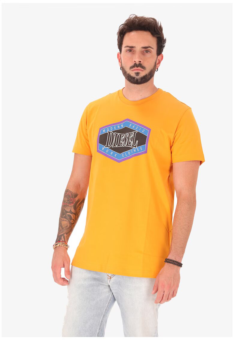 Diesel Tricou de bumbac cu imprimeu logo - Galben