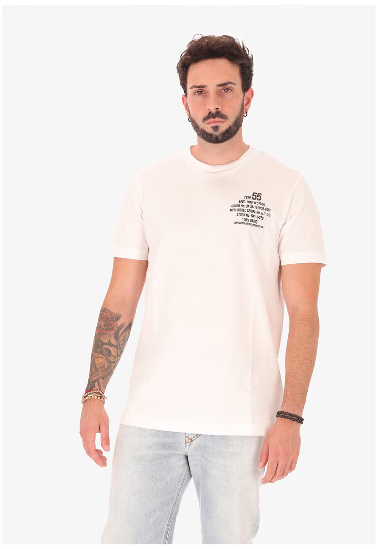 Diesel Tricou de bumbac cu imprimeu text - Alb