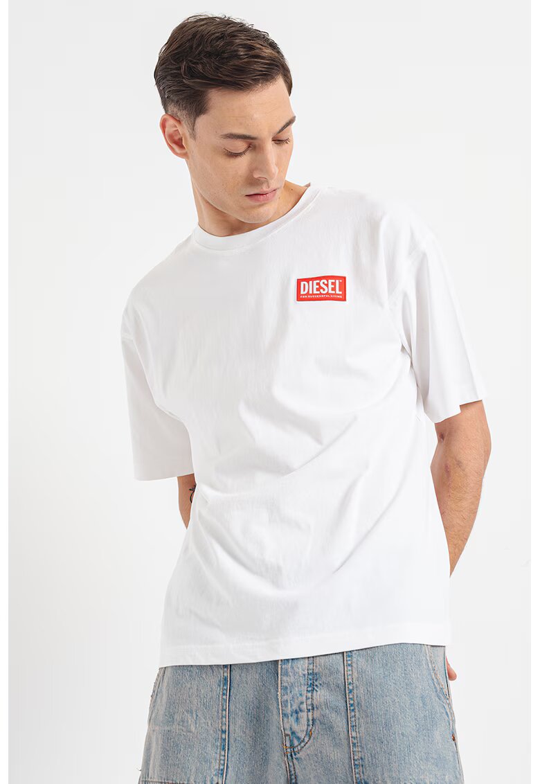 Diesel Tricou supradimensionat din bumbac Nlabel - Rosu/Alb