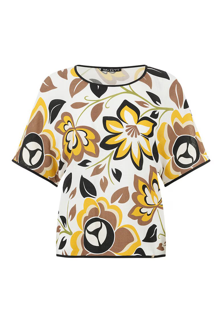 DiKa Bluza din viscoza cu maneci medii si imprimeu floral