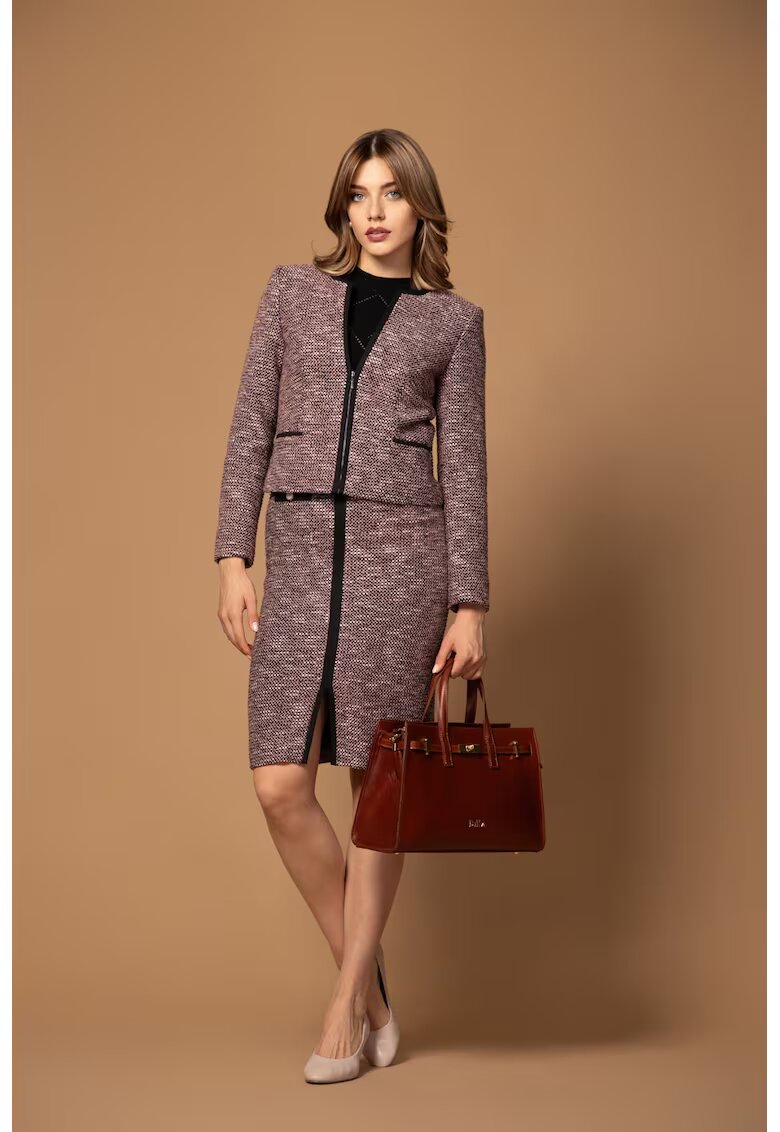 DiKa Cardigan scurt cu fermoar - din amestec de lana