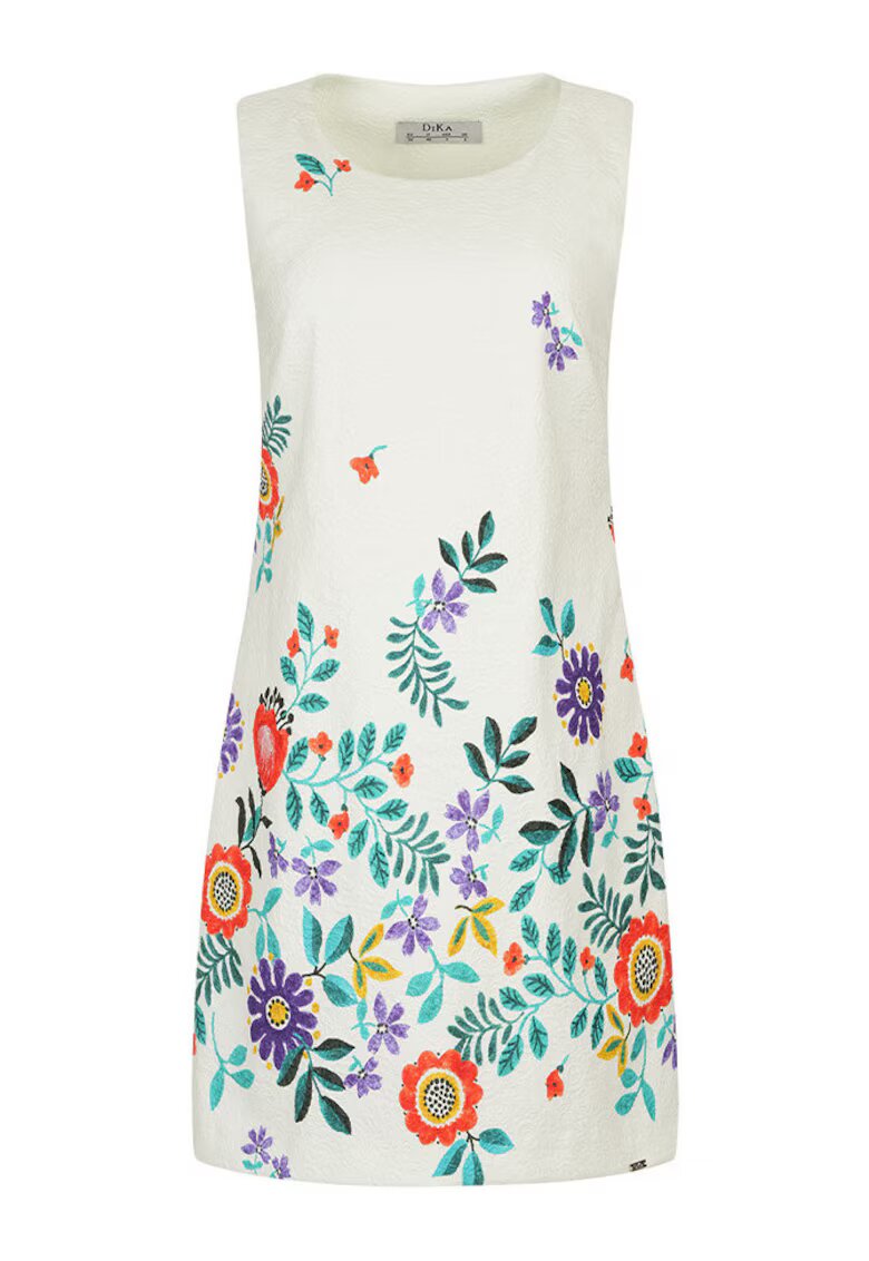 DiKa Rochie mini fara maneci - cu motive florale
