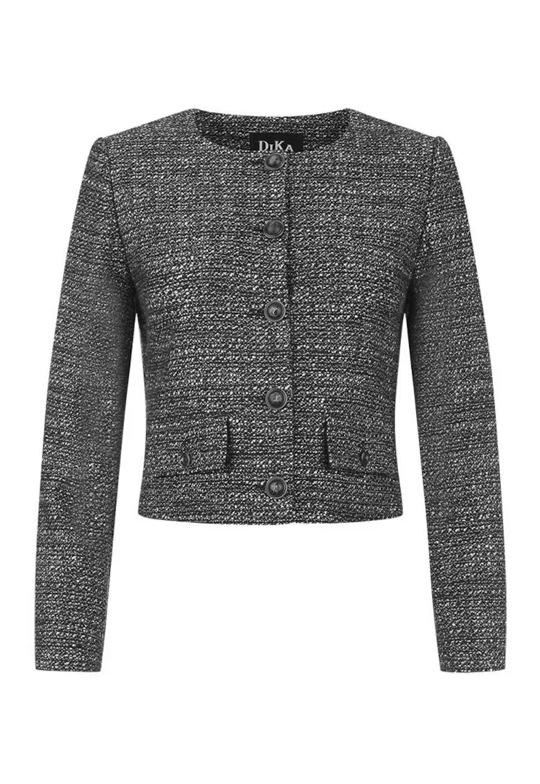 DiKa Sacou din tweed cu decolteu la baza gatului