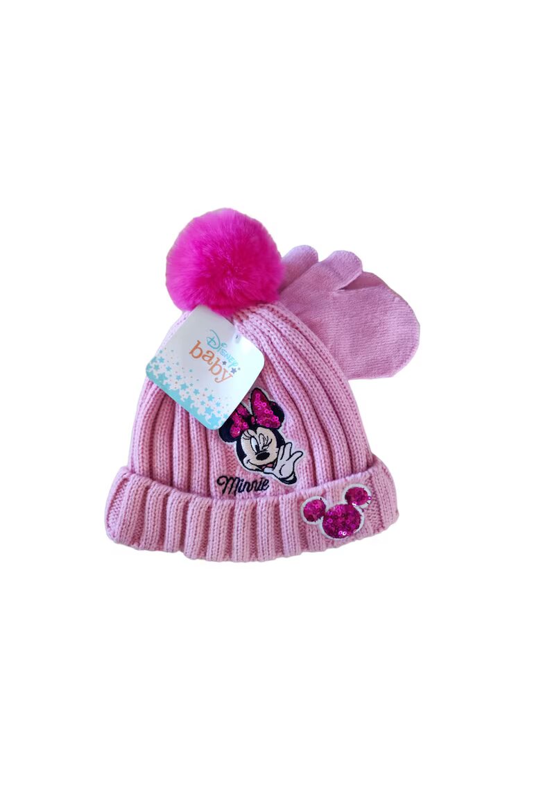 Disney Set caciula si manusi Minnie - roz - acril - Roz
