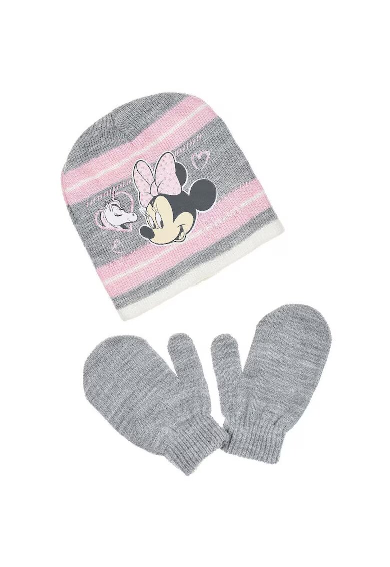 Disney Set Caciula si Manusi Myszka Minnie - Acril - gri -