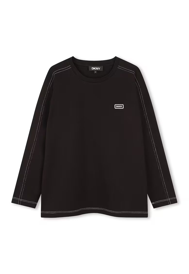DKNY Bluza din bumbac cu decolteu rotund - Negru