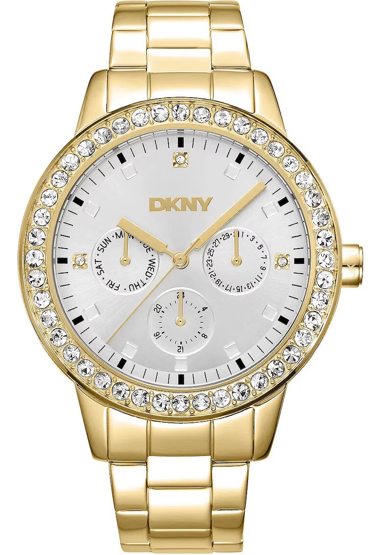 DKNY Ceas Dama Parsons Multi Glitz - aurie cu cristale - 40mm - set cu cutie