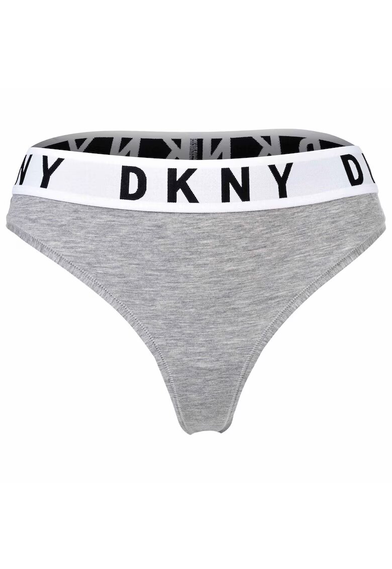 DKNY Chiloti tanga cu banda logo in talie - Gri