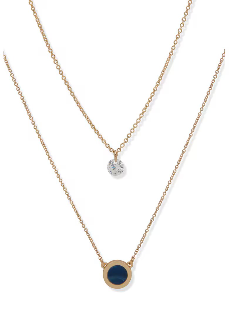 DKNY Colier cu sirag dublu si decorat cu zirconia - Auriu