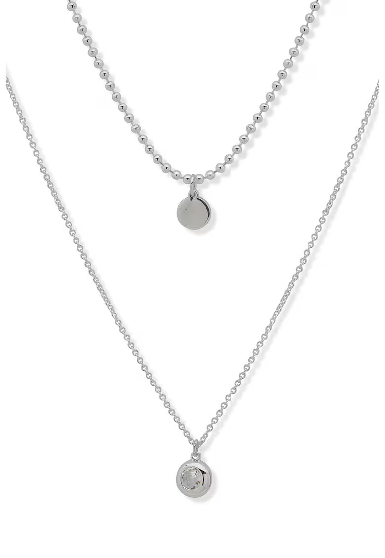 DKNY Colier dublu cu pietre zirconia - Argintiu