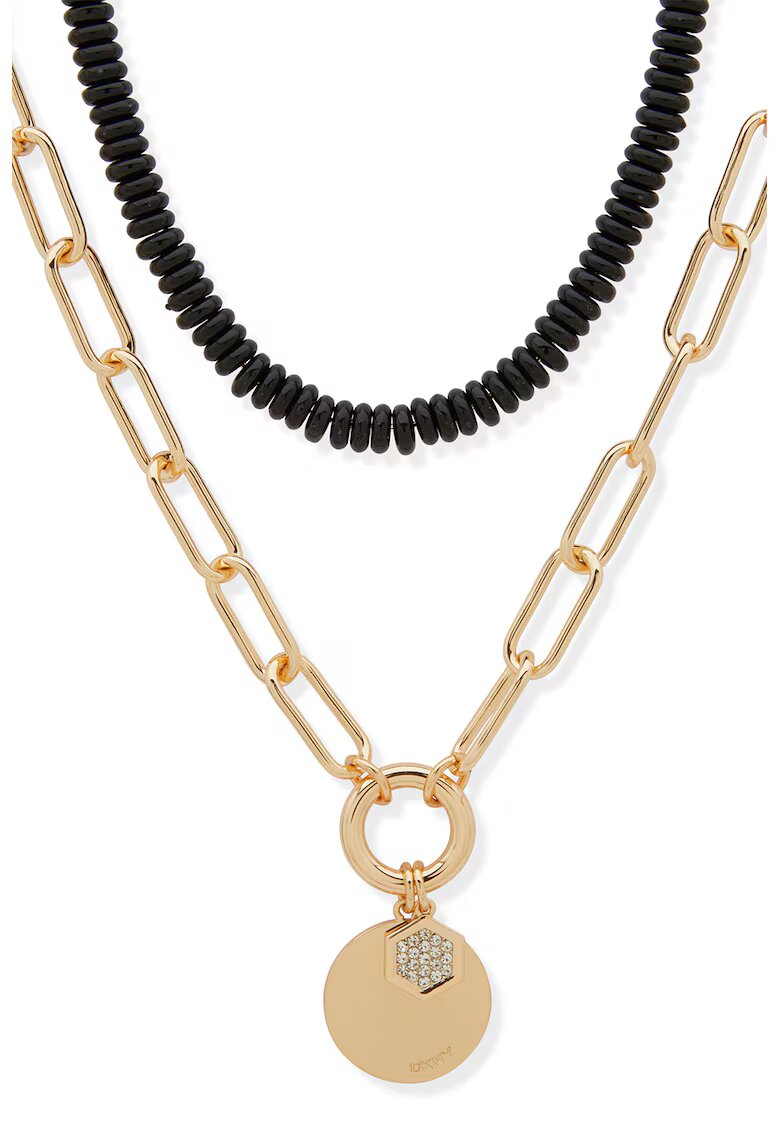 DKNY Colier dublu cu pietre zirconia - Auriu