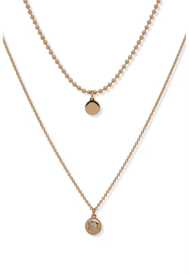 DKNY Colier dublu din alama decorat cu pietre zirconia - Auriu