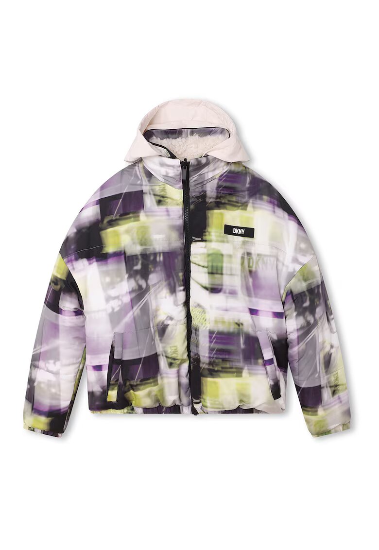DKNY Geaca reversibila cu gluga - Verde/Negru/Violet