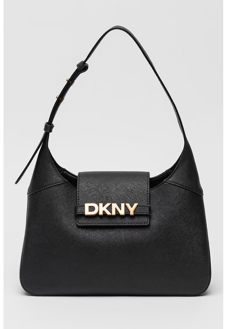 DKNY Geanta de piele cu logo metalic - Negru