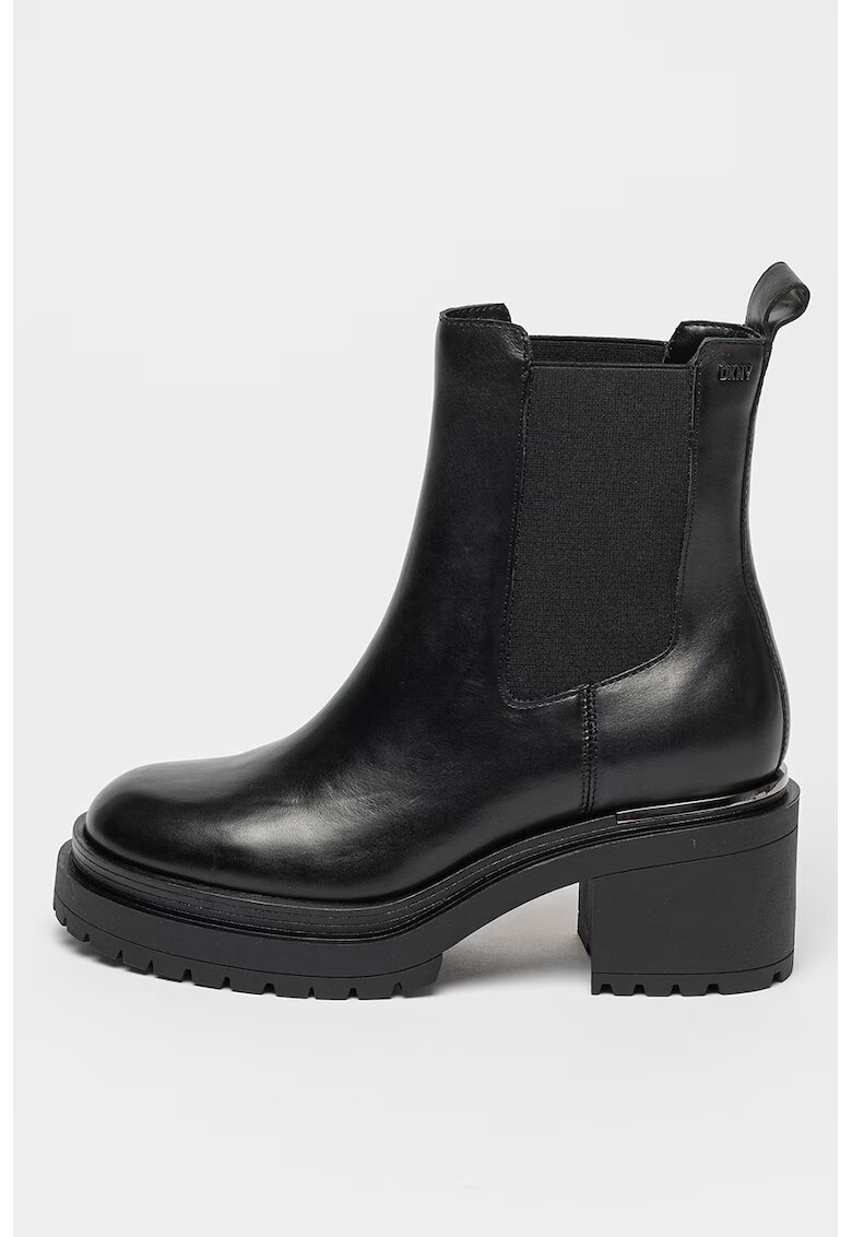 DKNY Ghete Chelsea din piele cu toc masiv - Negru