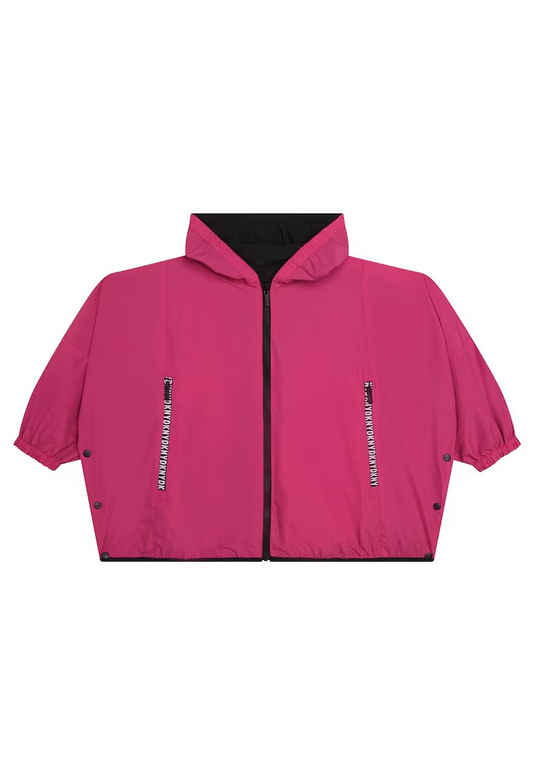 DKNY Jacheta windbreaker reversibila cu gluga - Negru/Roz