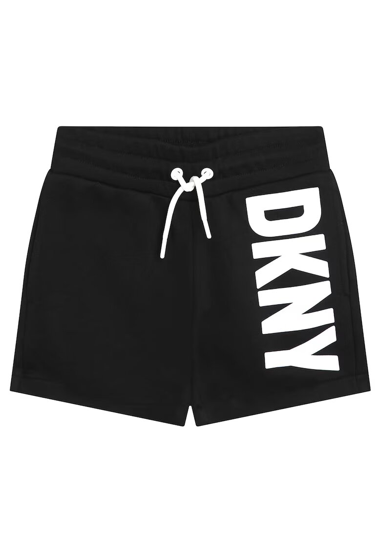 DKNY Pantaloni scurti cu talie inalta si imprimeu logo - Alb/Negru