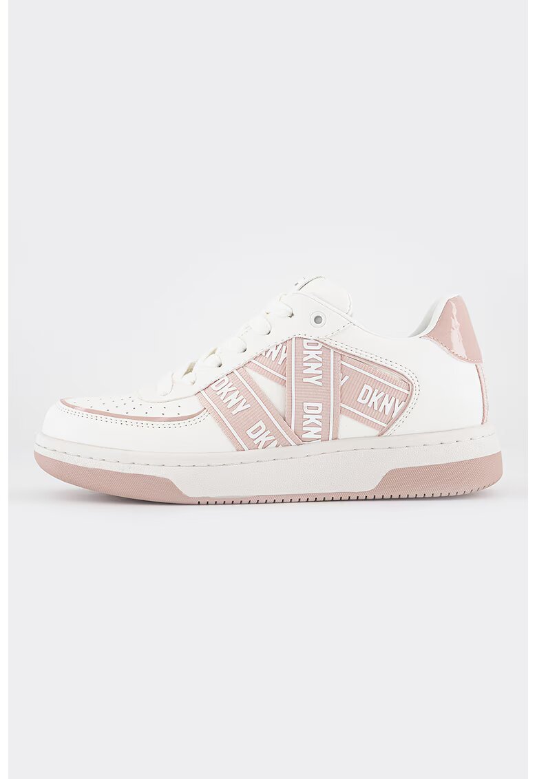 DKNY Pantofi sport cu benzi logo Olicia - Alb/Roz