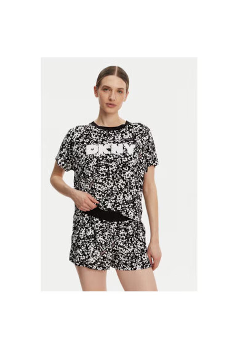 DKNY Pijama dama YI80044 - Viscoza - Alb/Negru