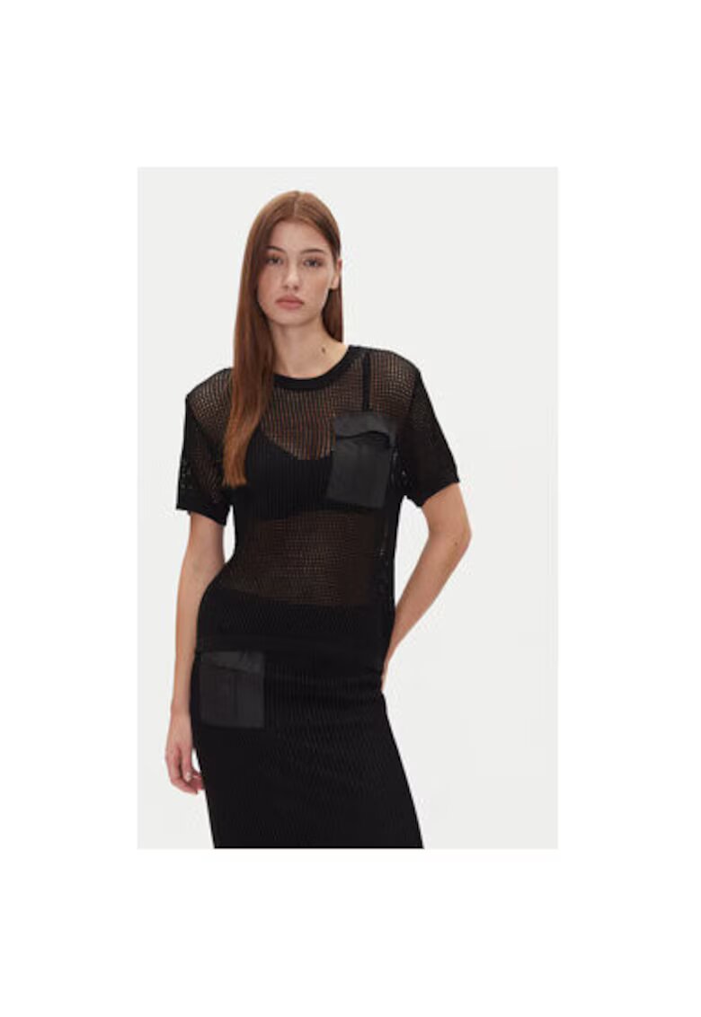 DKNY Pulover dama P5BSAV83 - Viscoza/Nylon - Negru - Negru