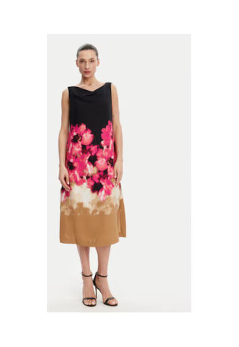 DKNY Rochie cu croiala in A - imprimeu floral - DD4KH09C - poliester - Negru/Bej/Roz