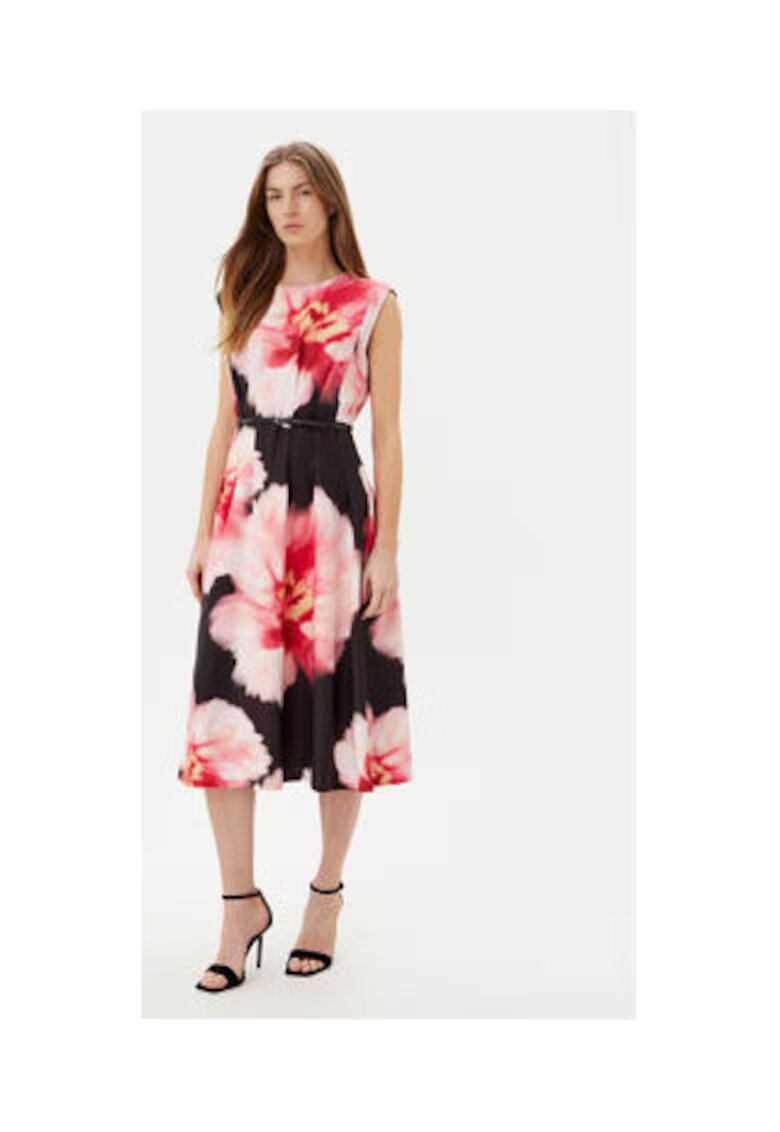 DKNY Rochie cu imprimeu floral - DD5H2J04 - poliester - Alb/Negru/Roz