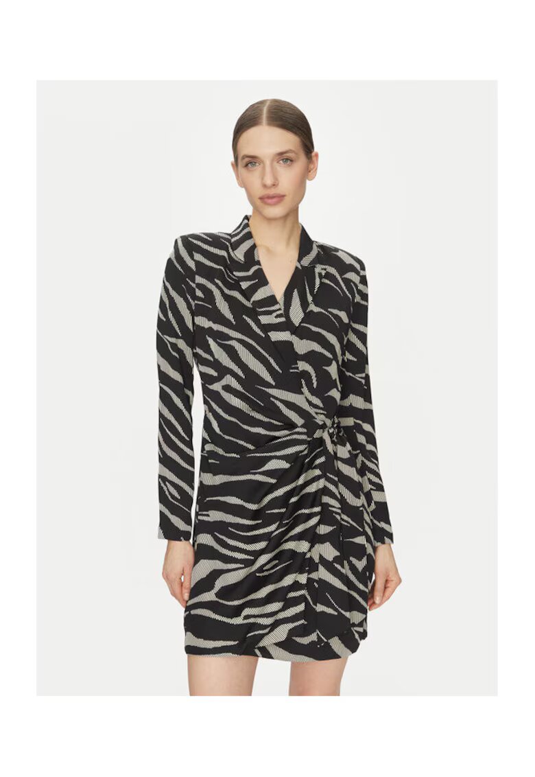 DKNY Rochie cu imprimeu zebra - DD4J6D32 ZQO - neagra - 100% poliester - Negru/Bej