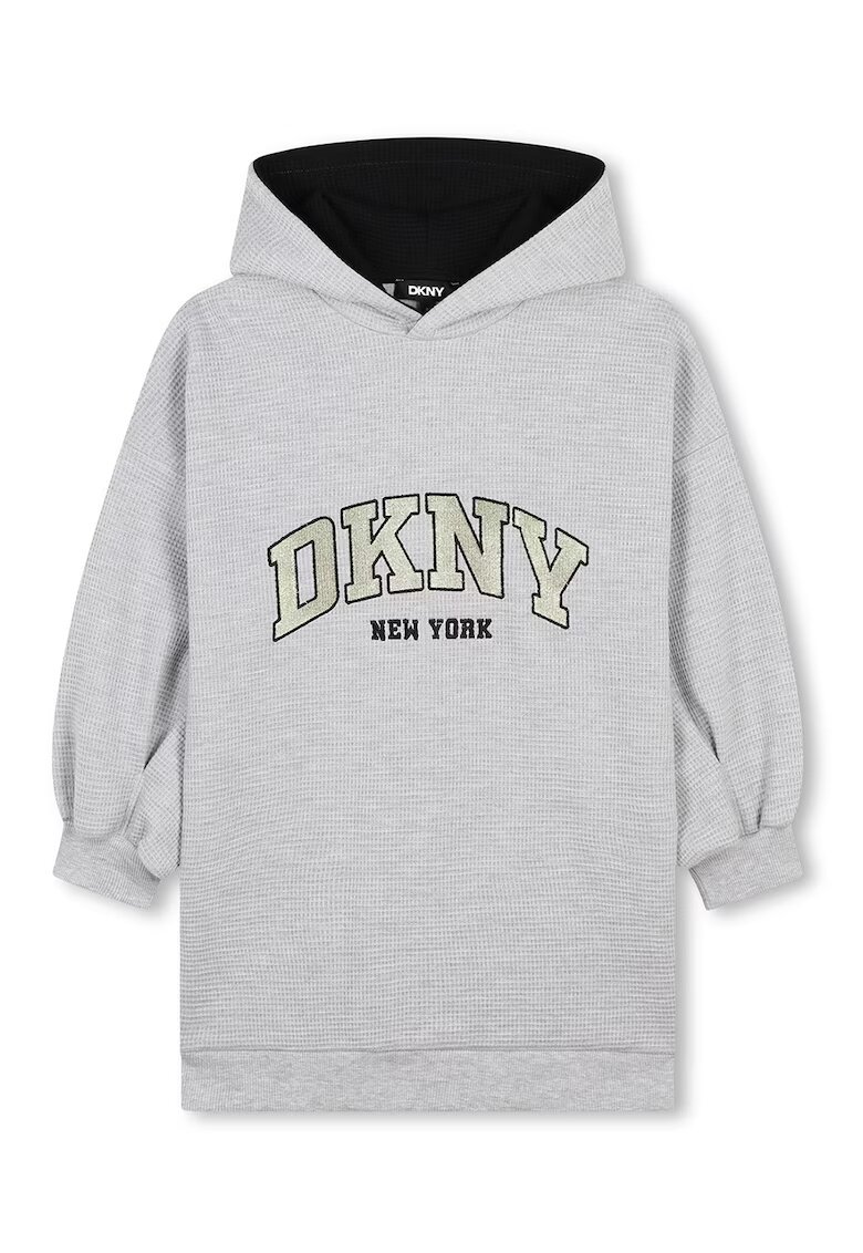 DKNY Rochie-hanorac cu logo - Gri deschis melange
