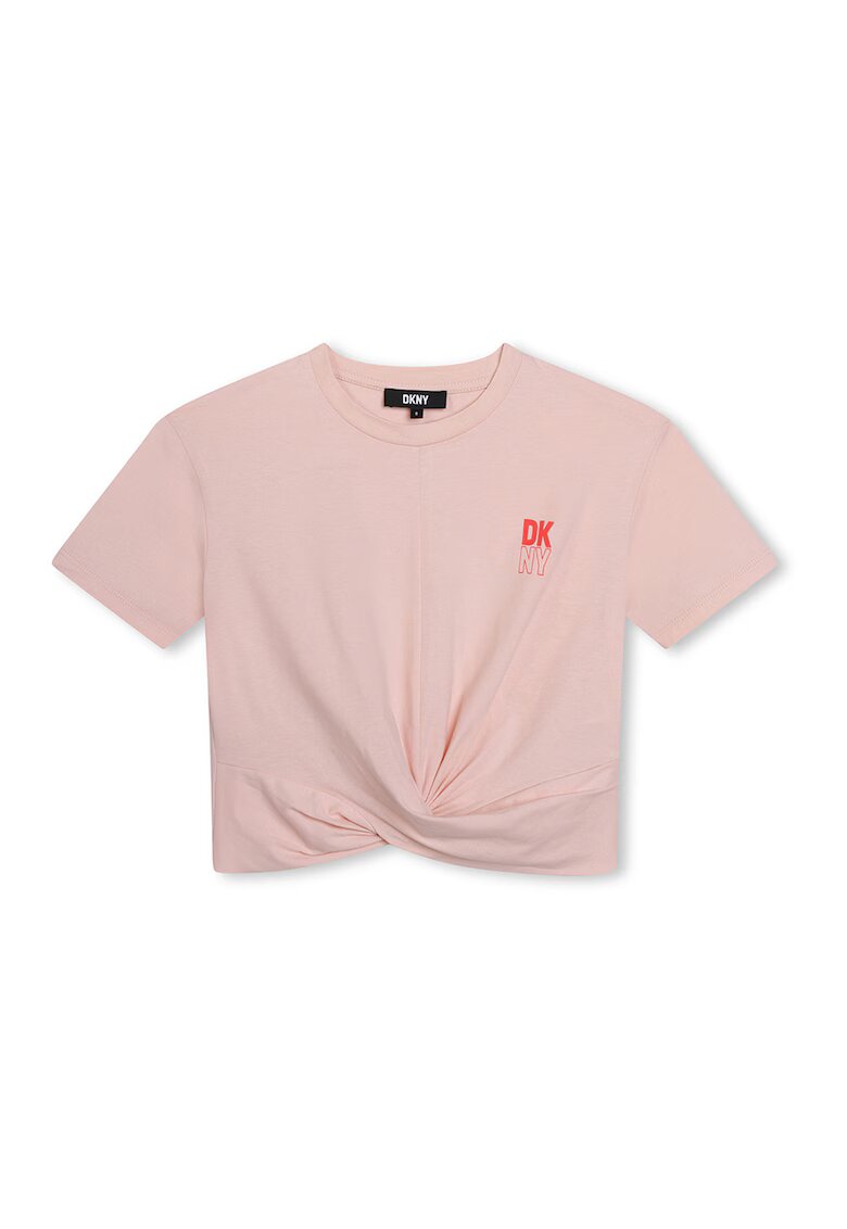DKNY Tricou crop cu logo - Roz prafuit