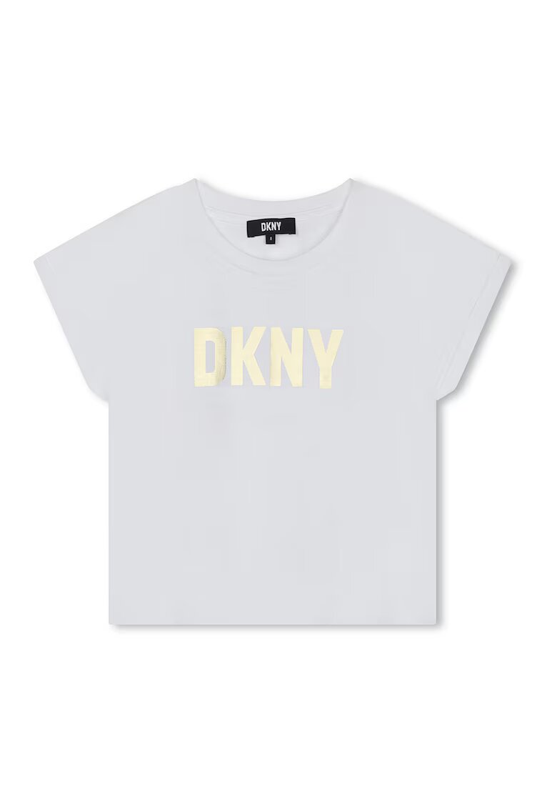 DKNY Tricou cu imprimeu logo - Auriu/Gri deschis