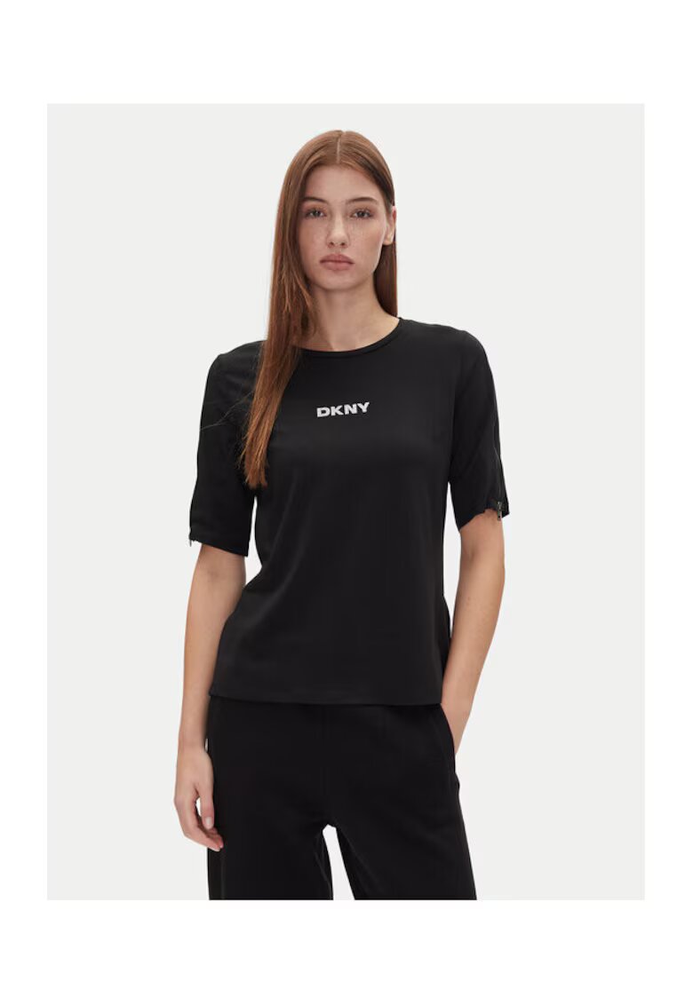 DKNY Tricou dama P4JHBRJQ - Bumbac/Modal - Negru - Negru