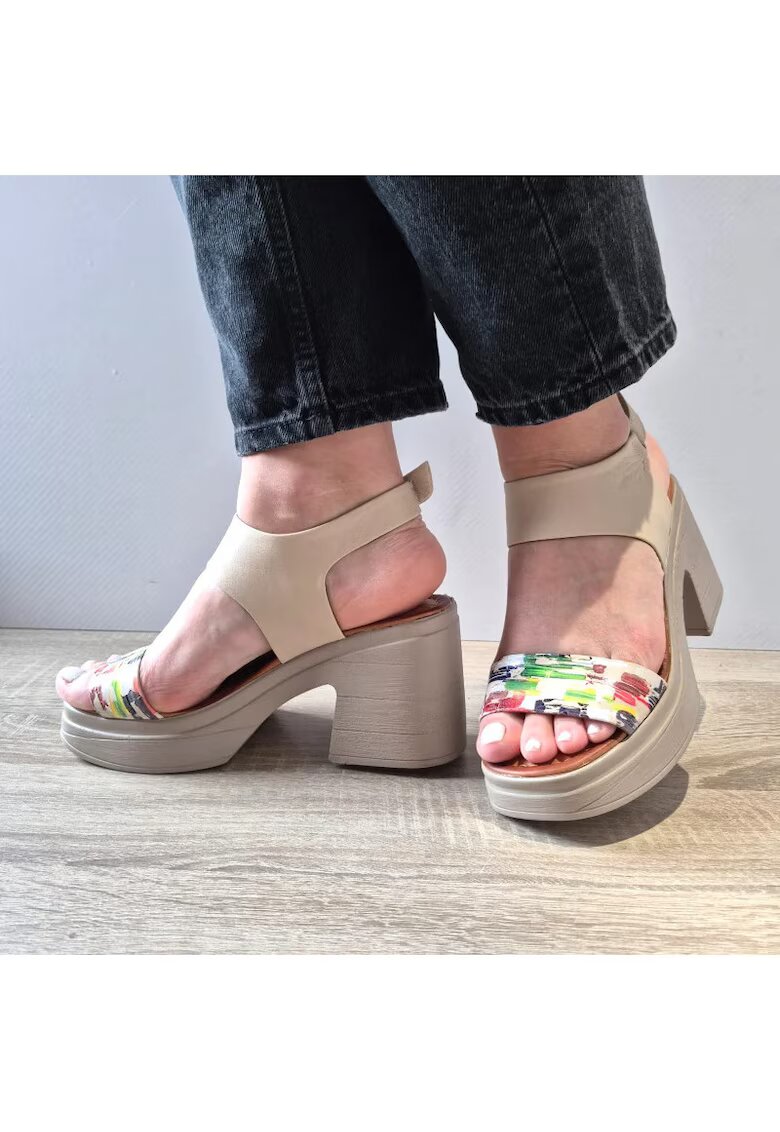 DOGATI Sandale Casual Dama 018 10906 Albe + Detaliu Labirint - Alb - Alb