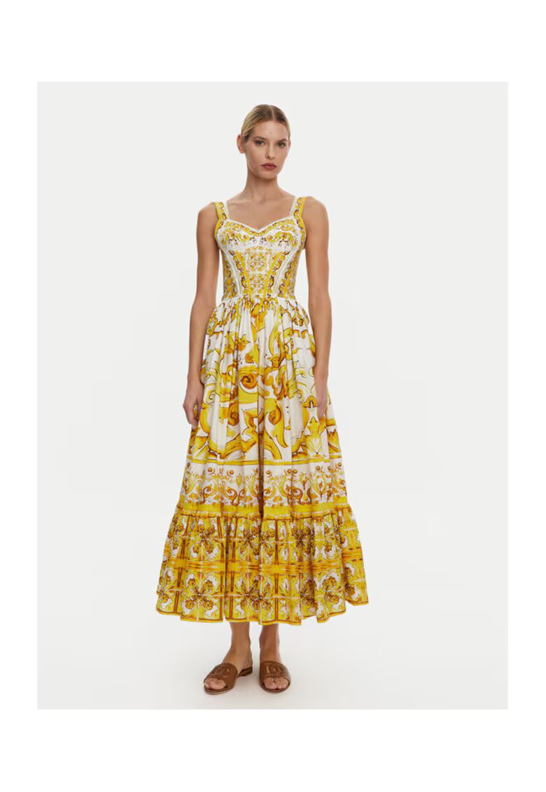 Dolce  Gabbana Rochie Dama - 305315434 - Bumbac - Galben - Galben