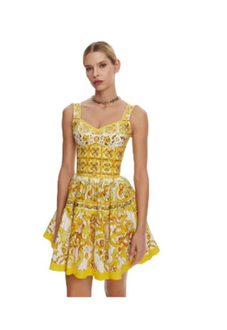 Dolce  Gabbana Tricou dama F7W98T HH5EA - Bumbac/Poliamida - Galben
