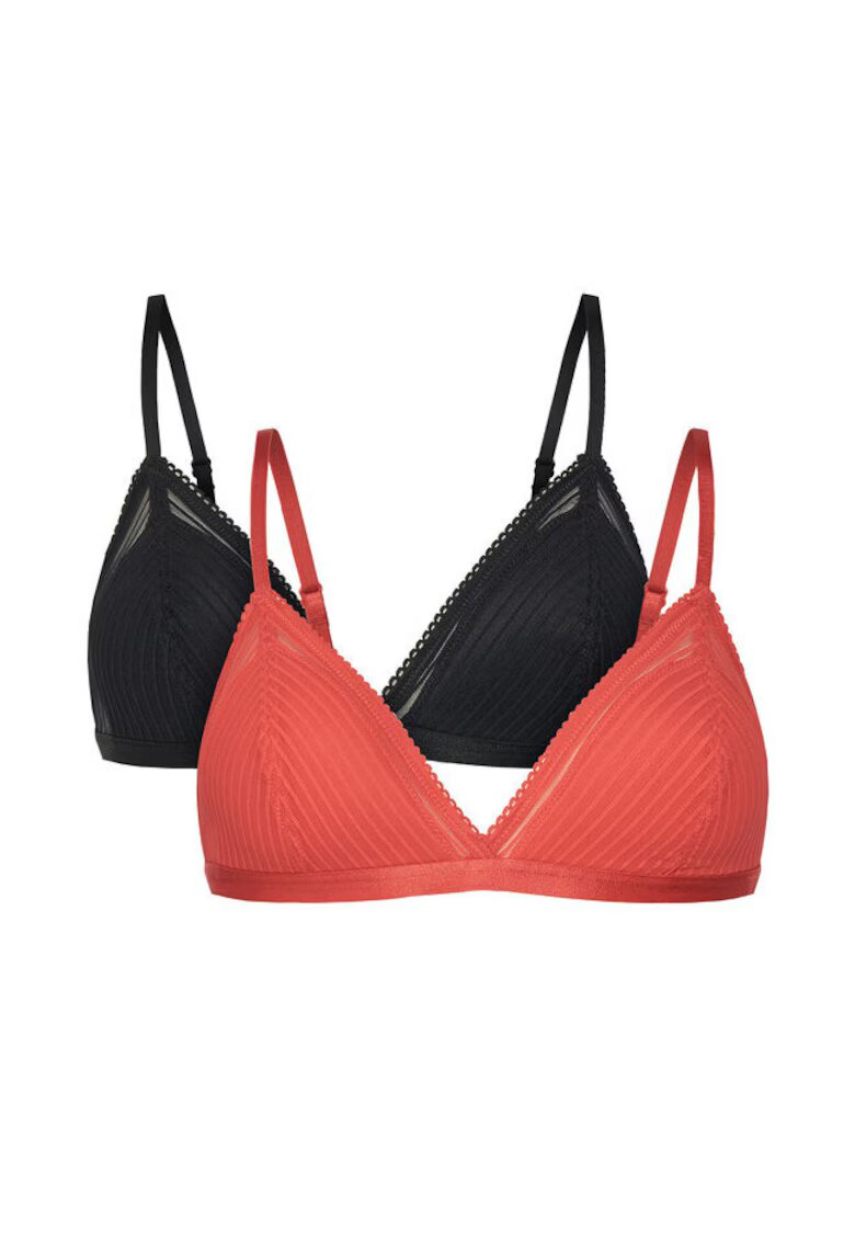 Dorina Set 2 sutiene 2X0464 - Poliester/Poliamida - Negru/Rosu