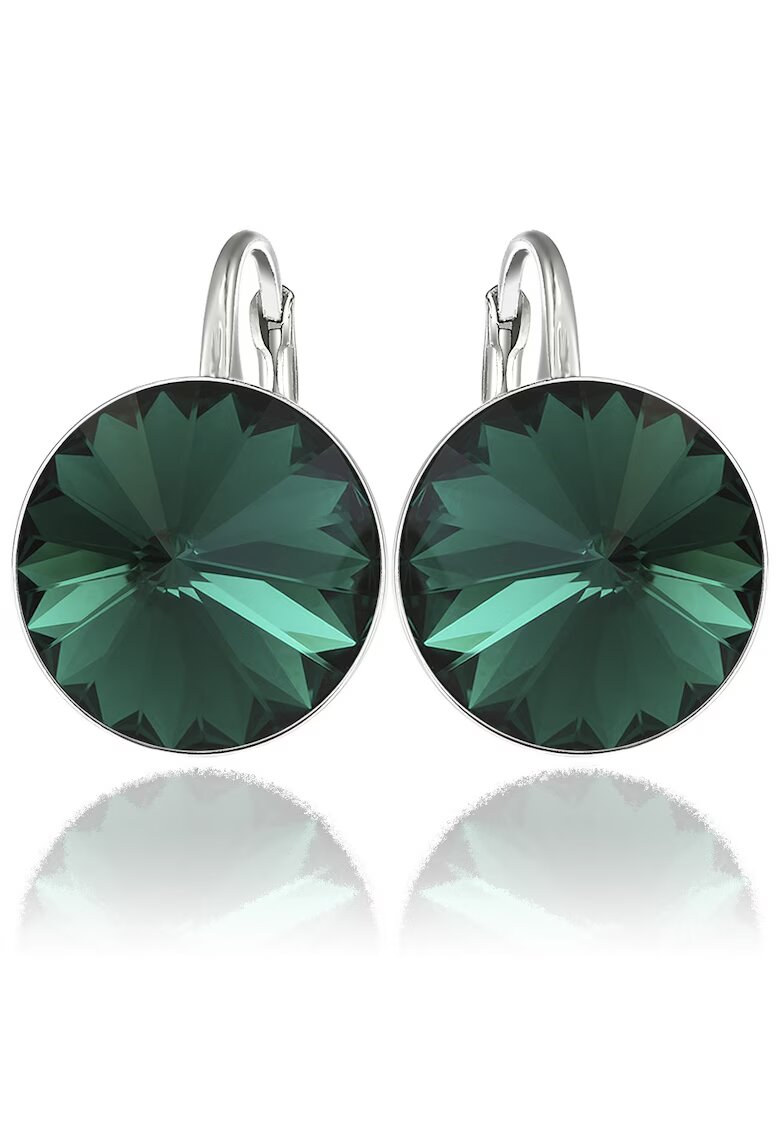 e-Crystal Cercei Argint 925 placat cu rodiu cu cristale Swarovski® Rivoli 14mm - Verde inchis