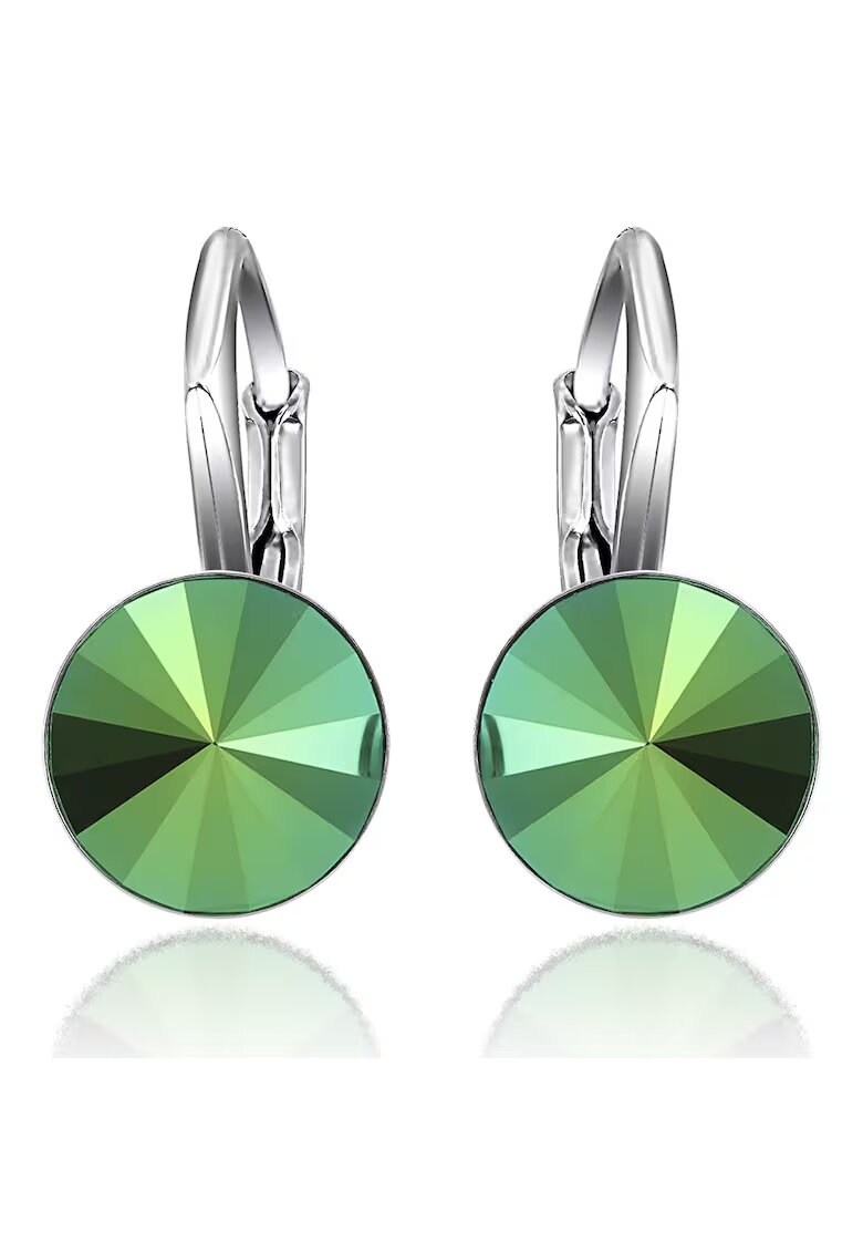 e-Crystal Cercei Argint 925 placat cu rodiu cu cristale Swarovski® Rivoli Leverback 8mm - Verde metalizat