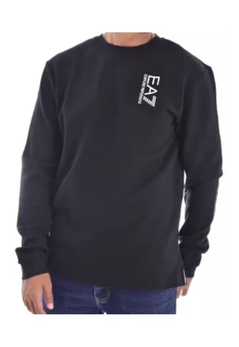 EA7 Bluza barbati - Emporio Armani Bumbac - Negru/Alb - Negru
