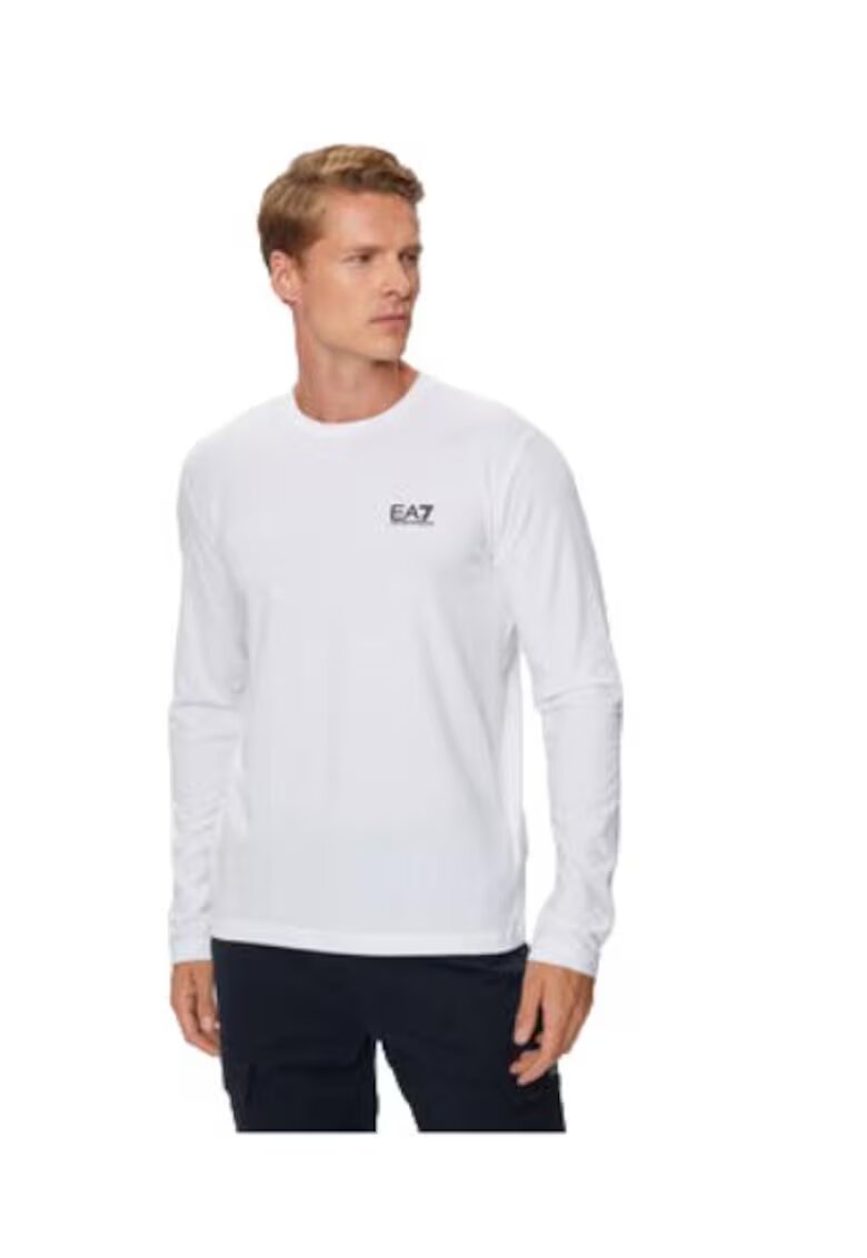 EA7 Bluza barbati - Emporio Armani bumbac si elastan - alb