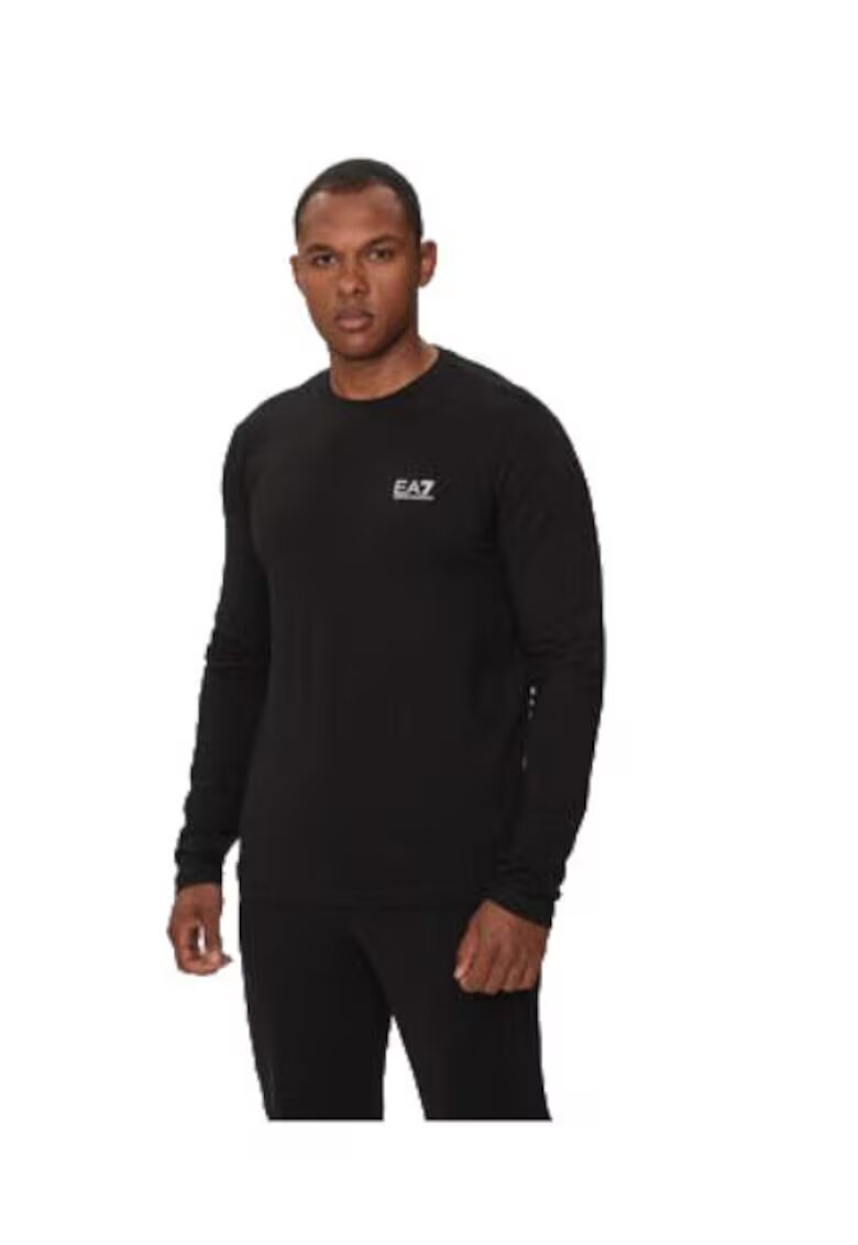 EA7 Bluza barbati - Emporio Armani bumbac si elastan - negru -