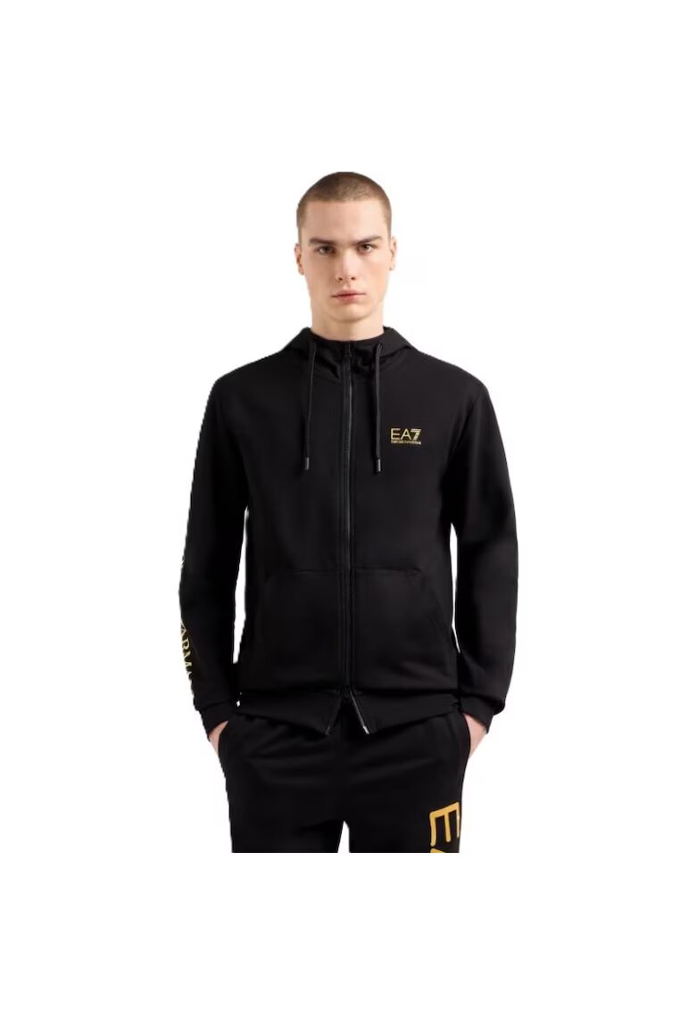 EA7 Bluza cu fermoar pentru Barbati - m hoodie fz extended logo cc - 7M000568-AF13512-MC004 - Negru - Negru