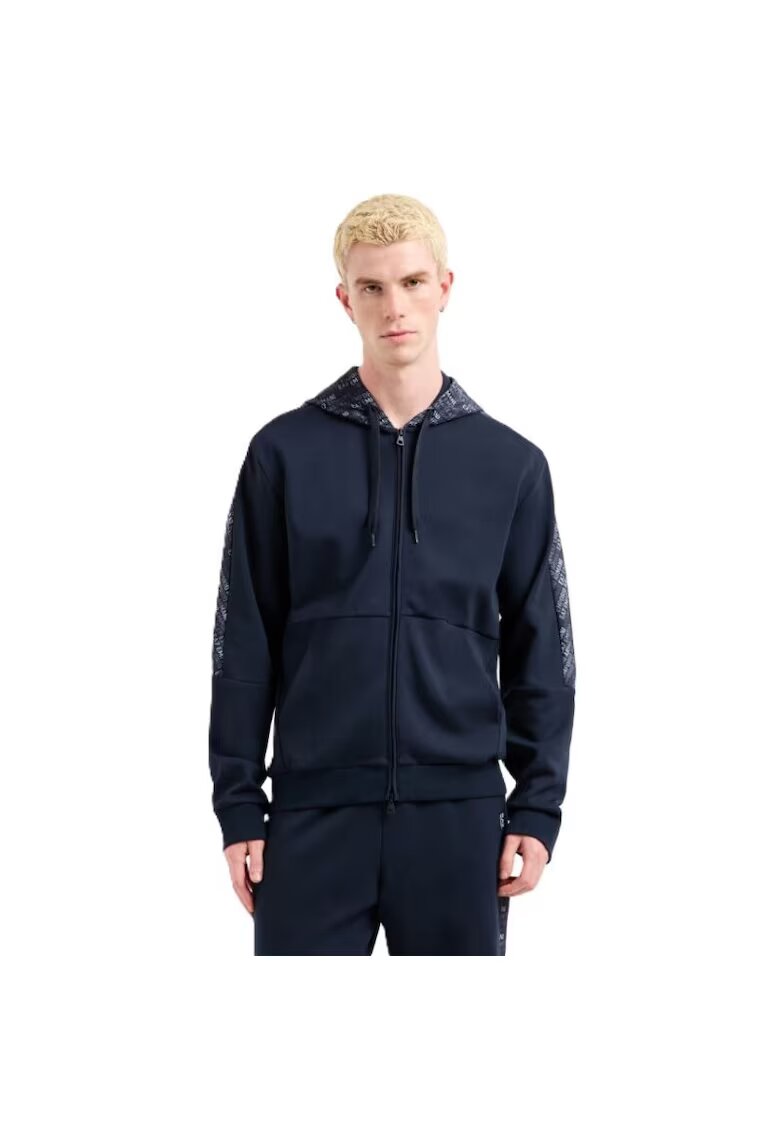 EA7 Bluza cu fermoar pentru Barbati - m hoodie fz monogram printed - 7M000209-AF12660-UB102 - Albastru - Albastru