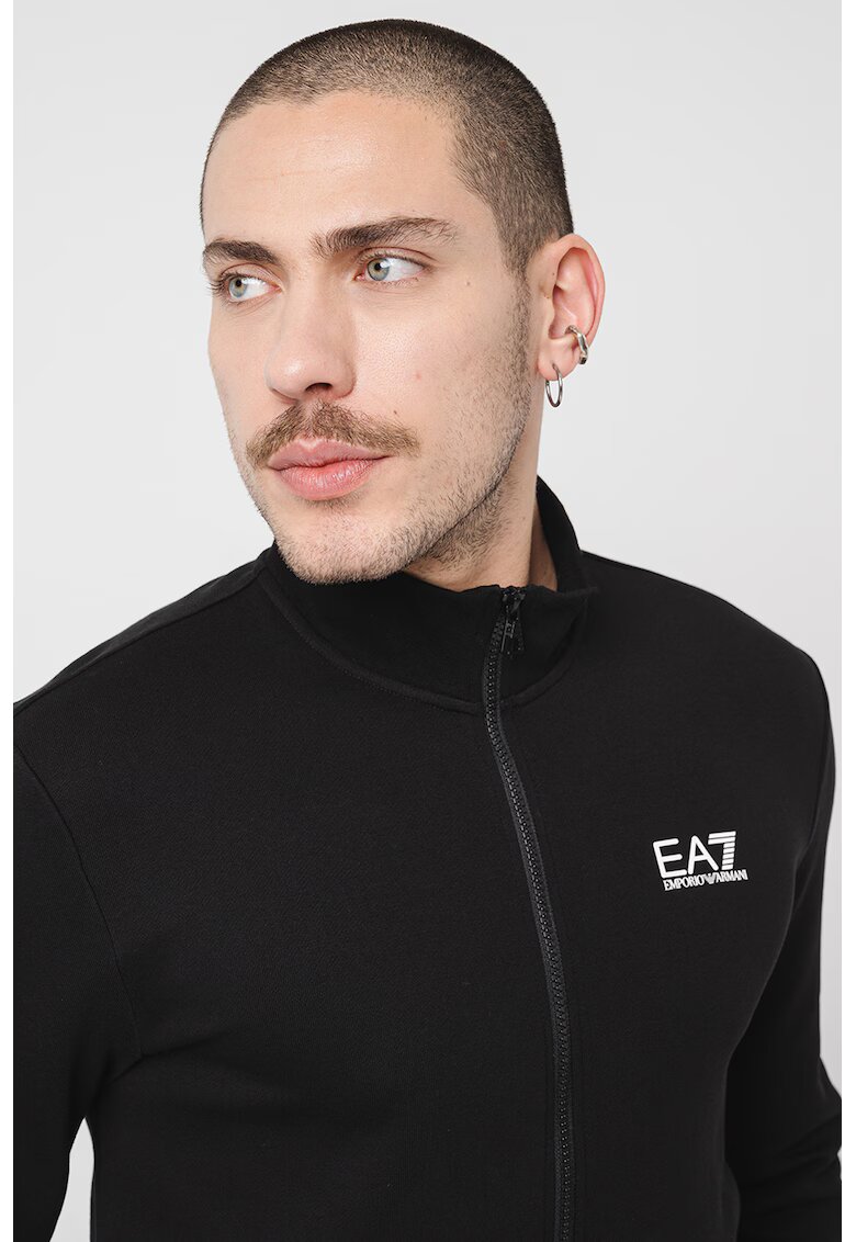 EA7 Bluza de trening cu fermoar si logo - Negru