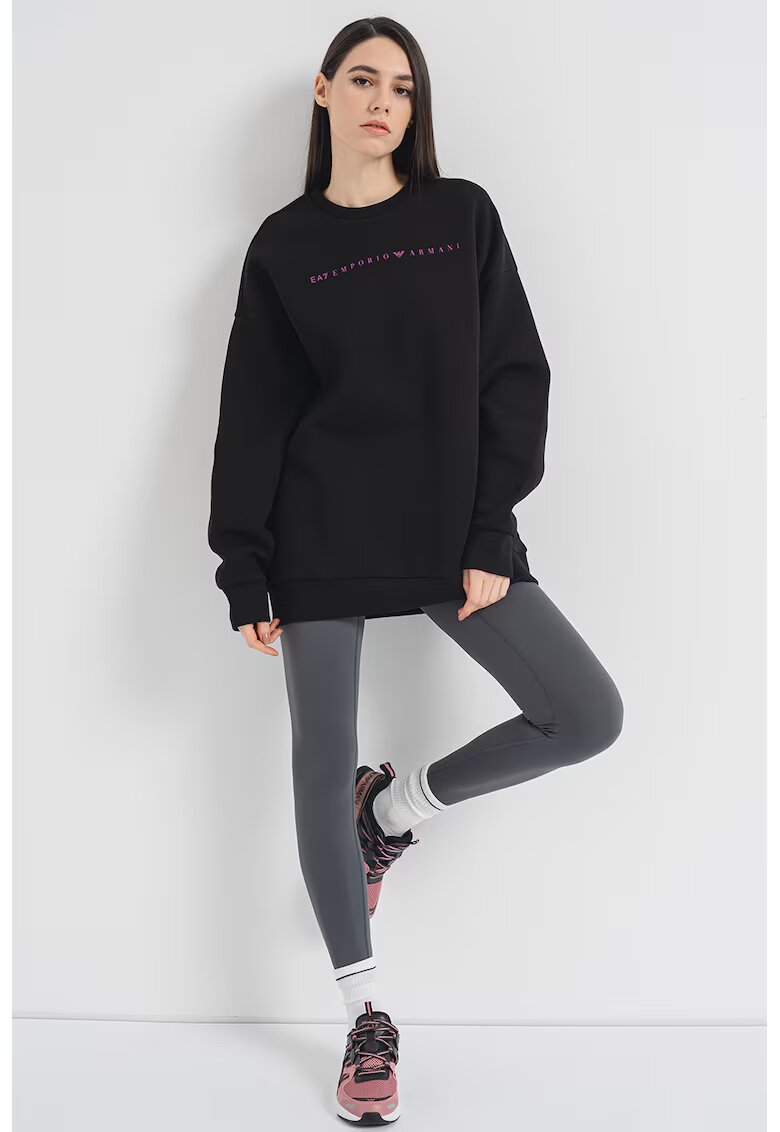 EA7 Bluza lejera de trening cu logo - Negru/Roz